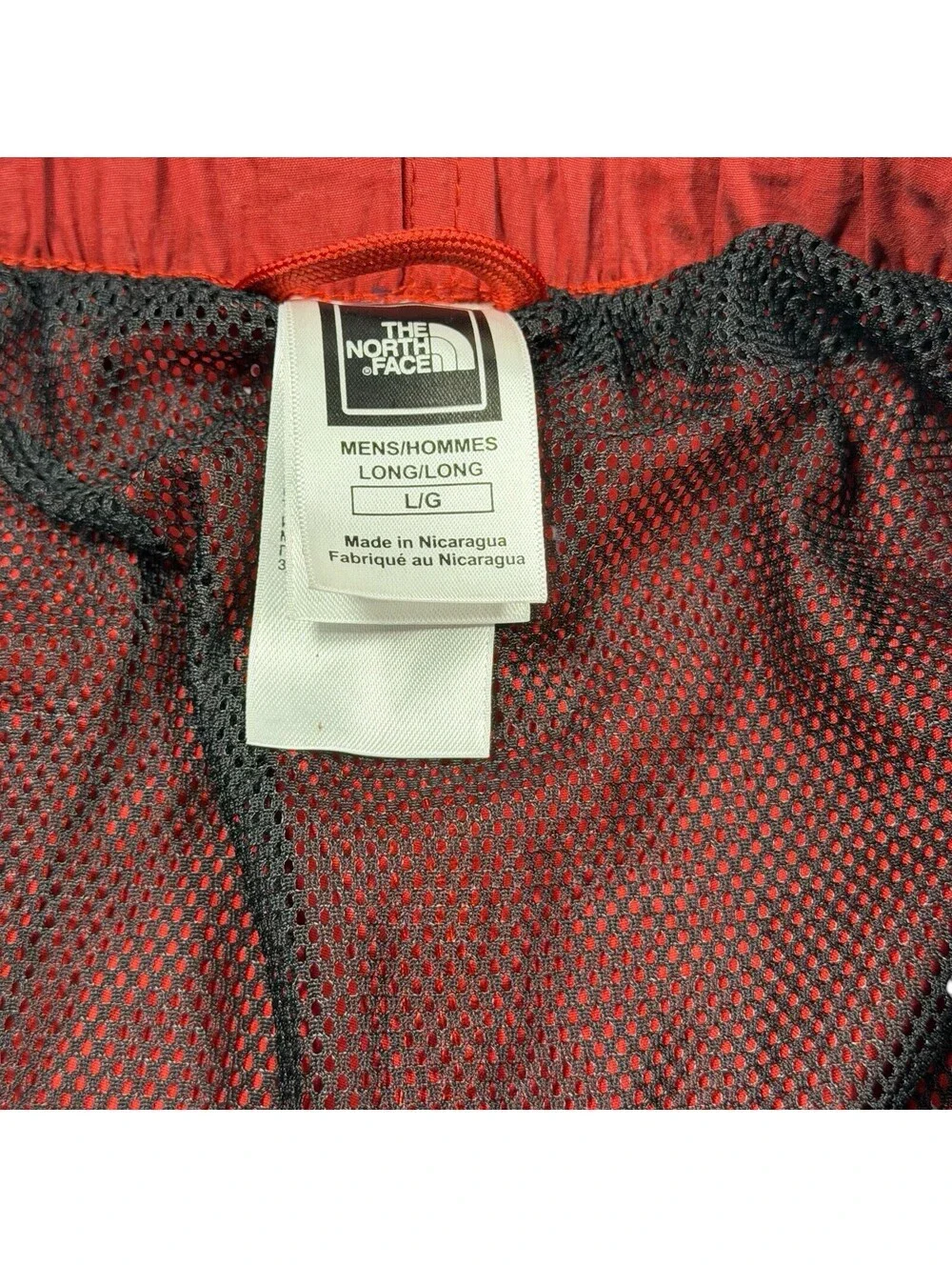 The North Face Mens Belted Nylon Hiking Shorts Red Mesh Lined Size L